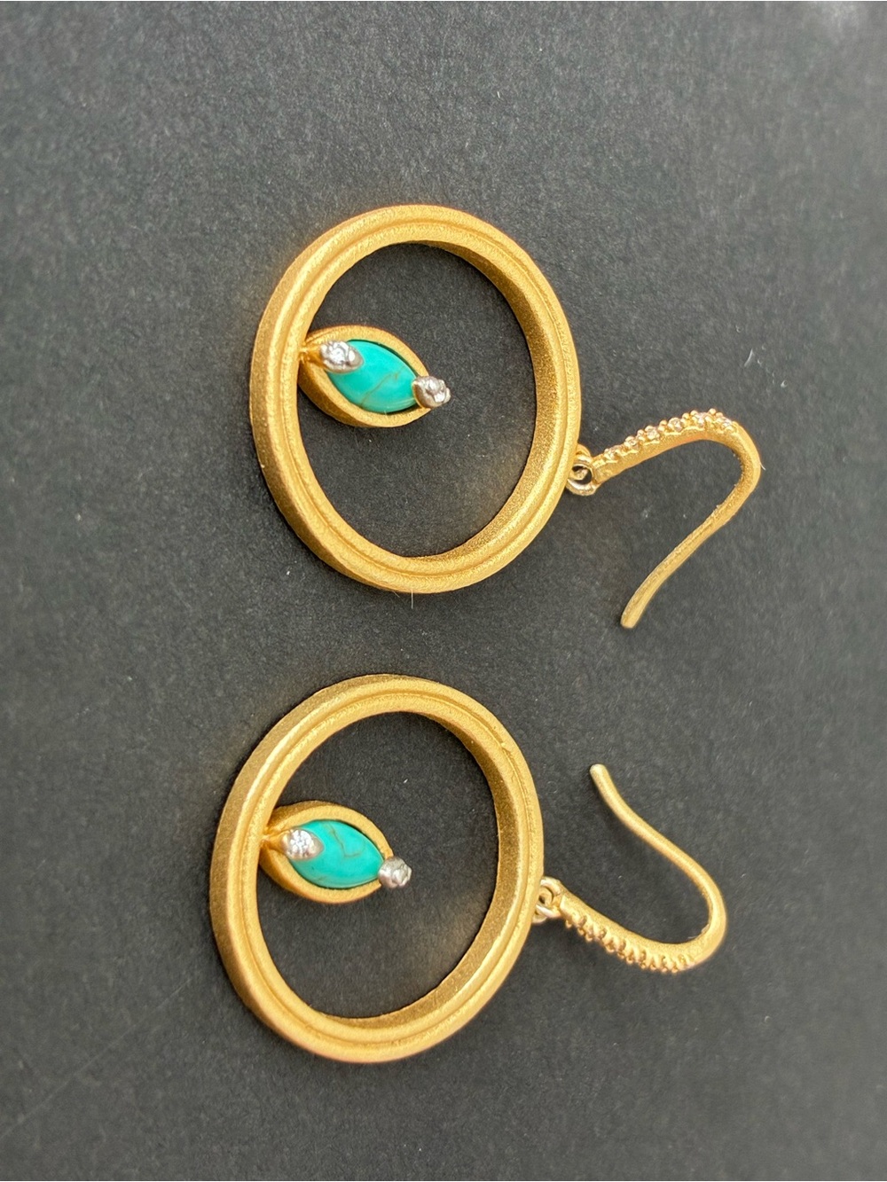 Freida Rothman Fleur Bloom Turquoise Open Hoop Earrings